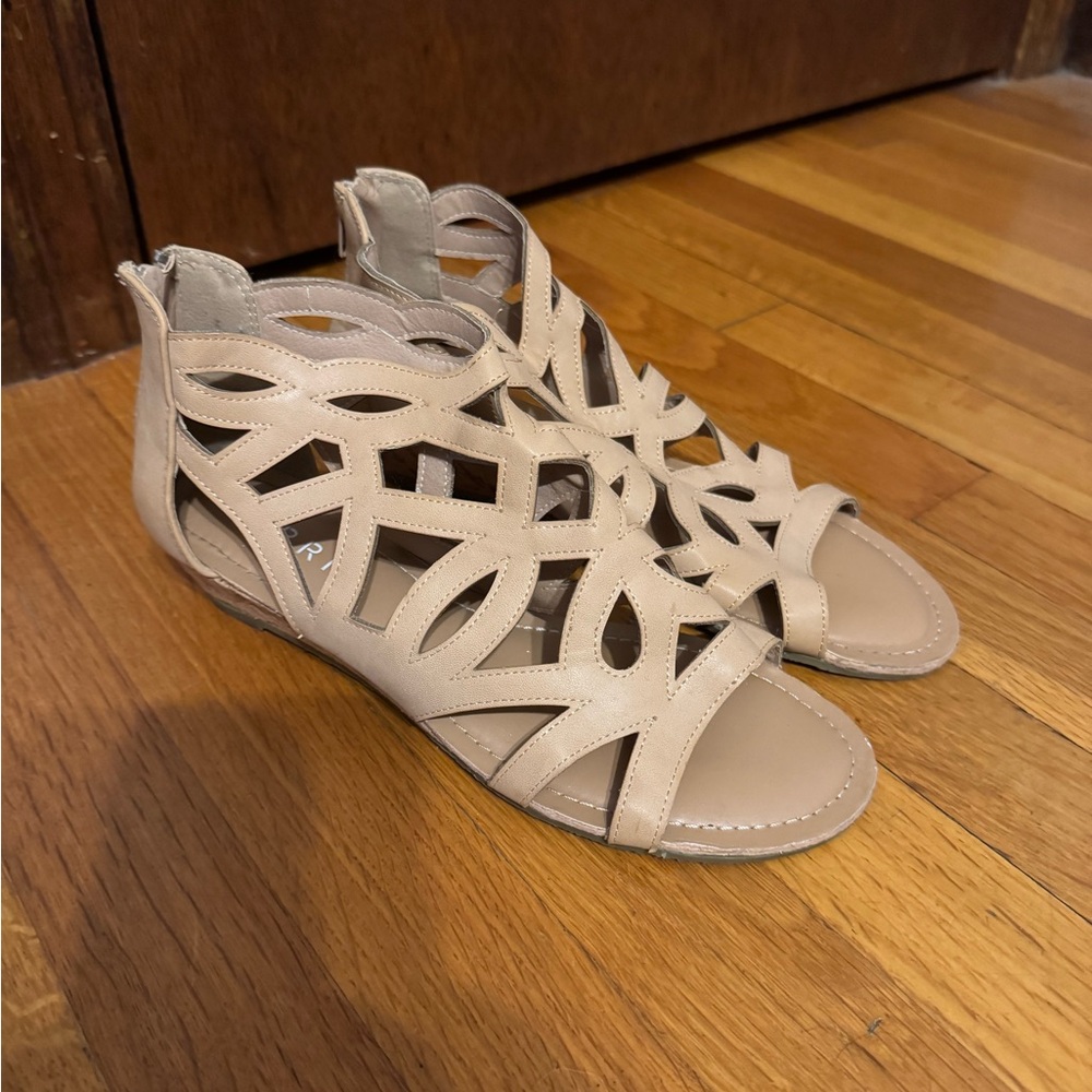Spirit Tan Gladiator Sandals with Cut-Out Design